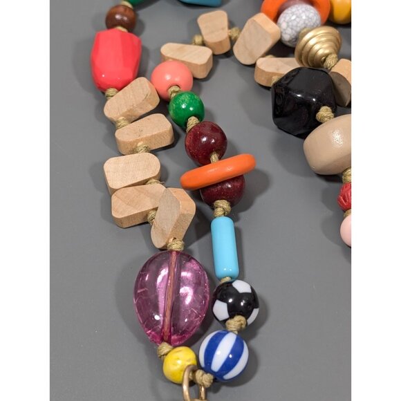Plunder Beaded Chunky Multi‎ Color Necklace Keychain ID Badge Holder Long Boho - Picture 3 of 8